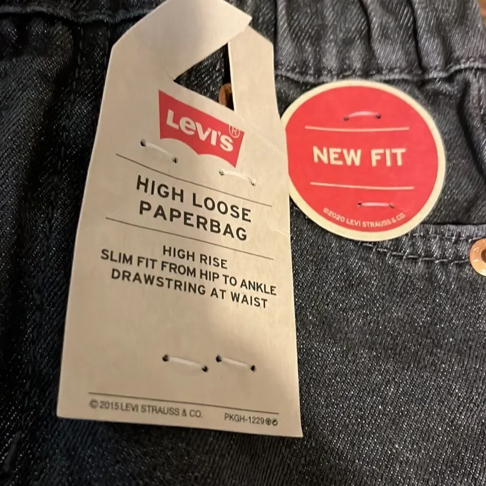 NWT Levis Kids Girls High Loose Black Paper-bag Jeans